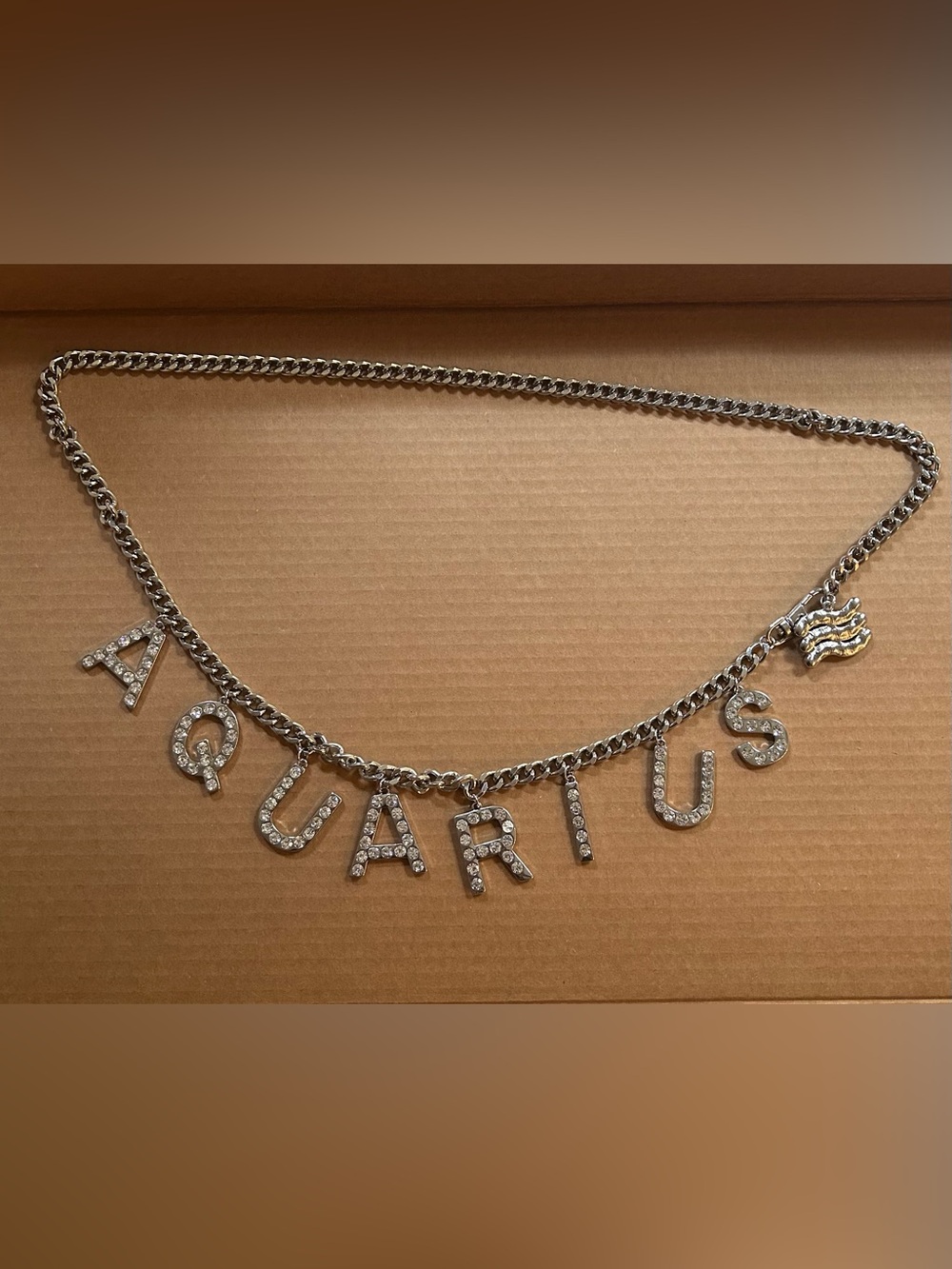 AQUARIUS Crystal Letter Charm Belt